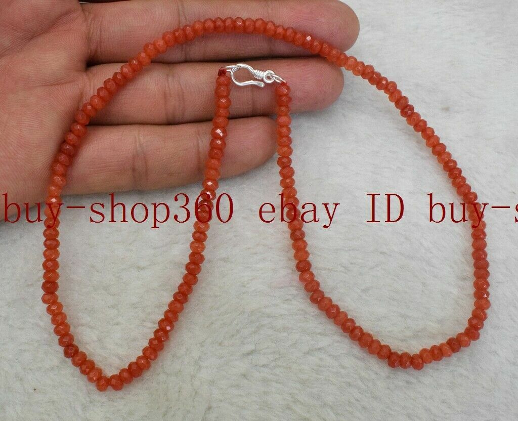 Wholesale Fine 2x4mm Gemstone Faceted Beads Necklace 925 Sterling Silver Clasp
