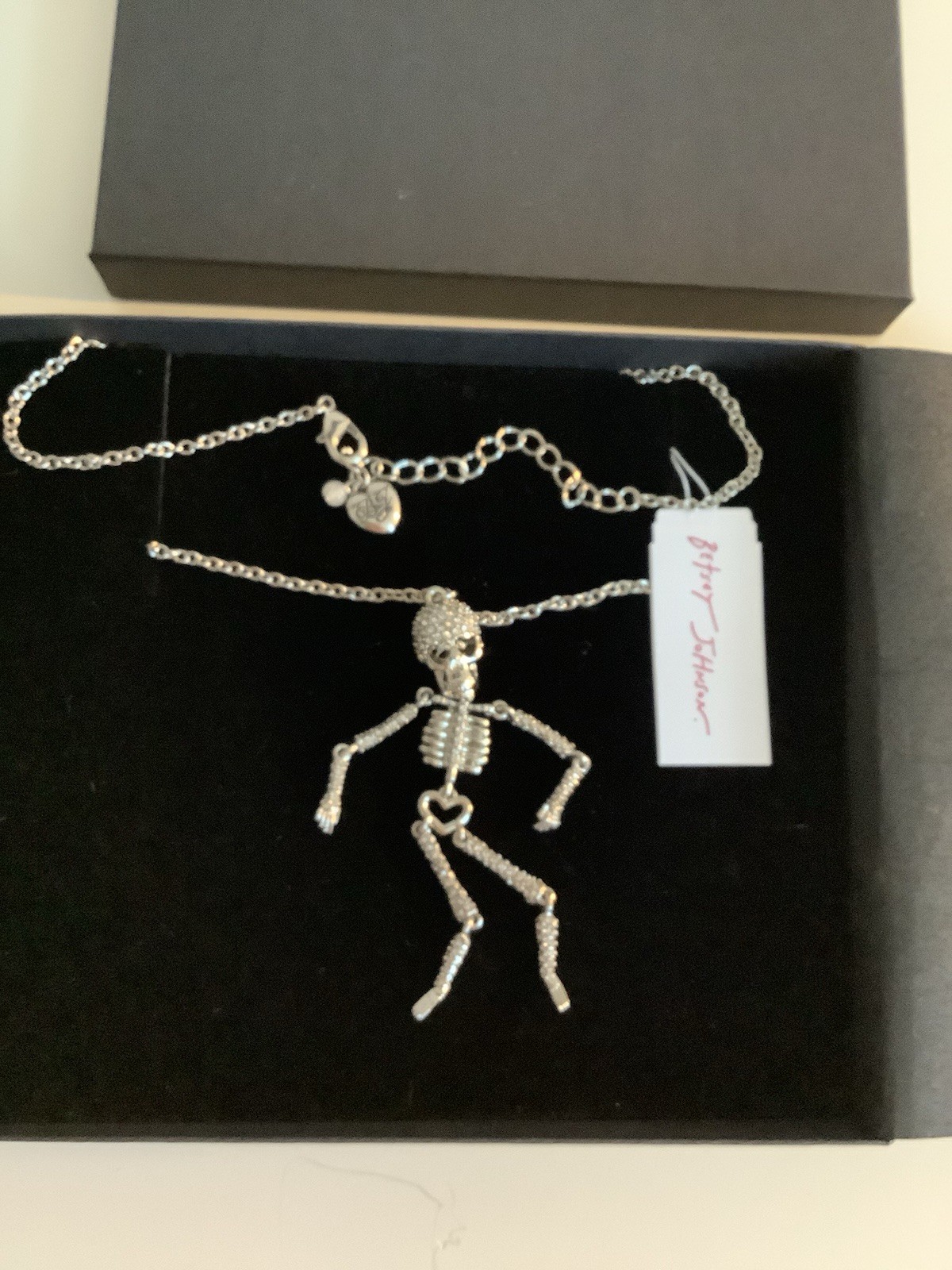 BNWT Betsey Johnson Skeleton Necklace Sparkling Crystal Gemstones XLong Necklace