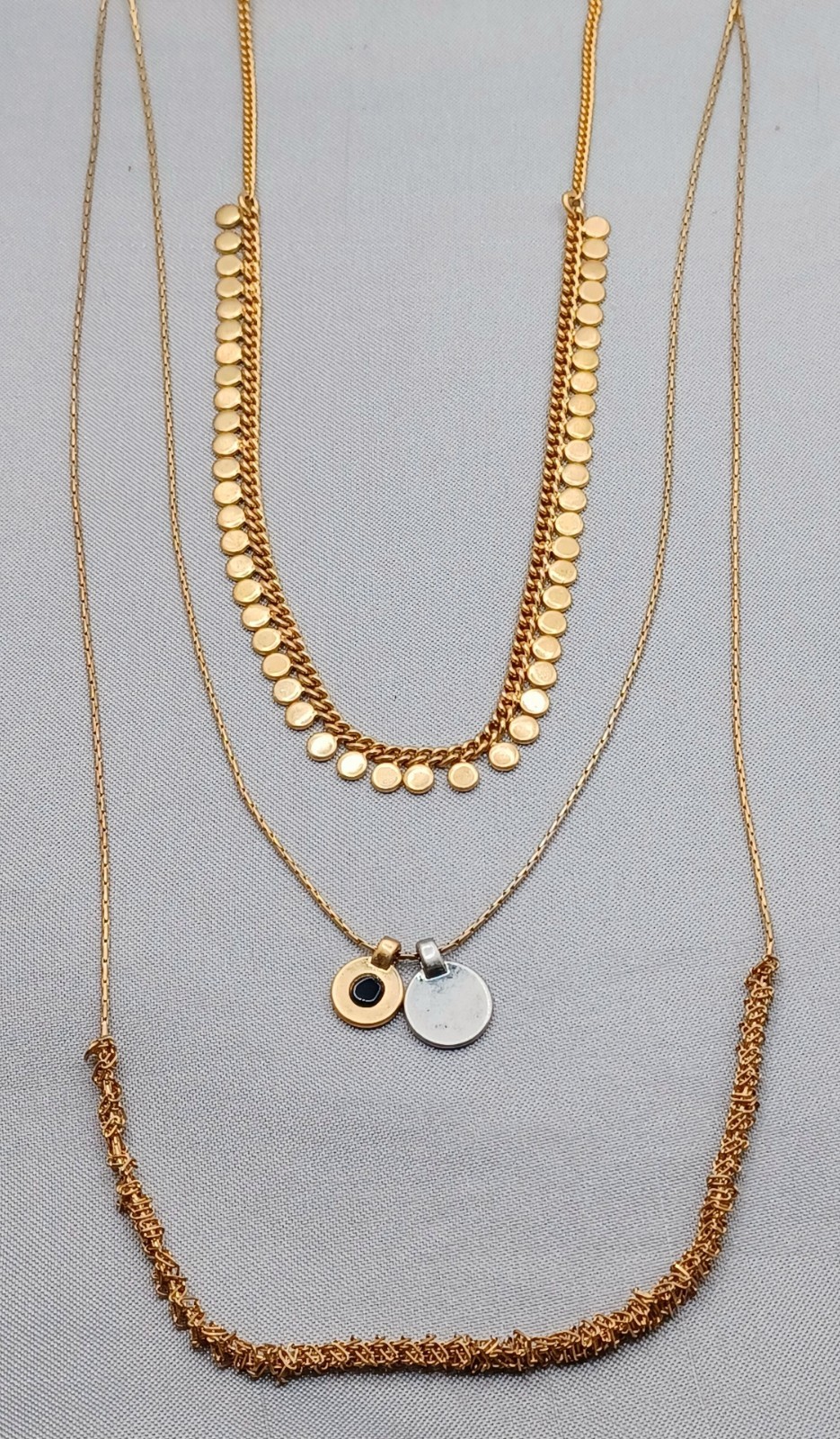 Madewell 3 Strand Pendant Necklace Gold & Silver Tone 18″ 23″ 32″