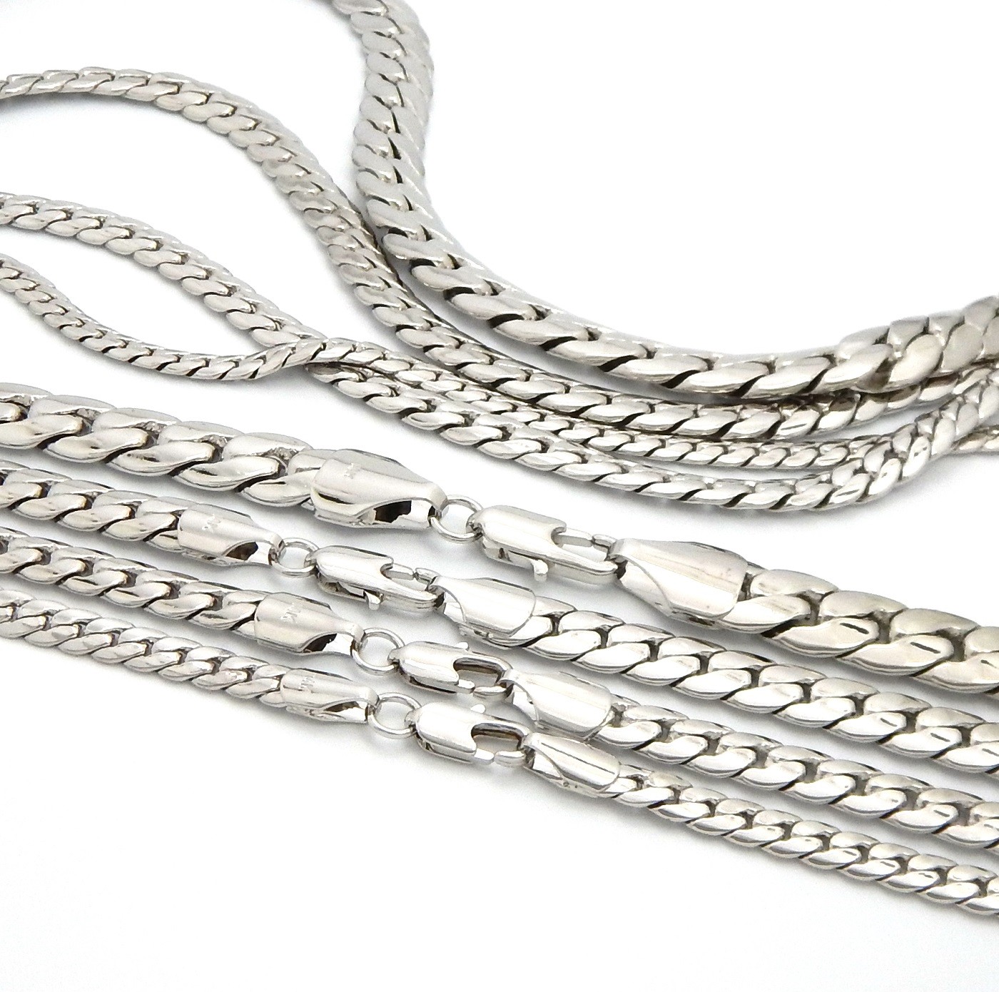 Men’s Miami Cuban link Chain 5mm to 10mm 20″ 24″ 30″ 14K White Gold Plated