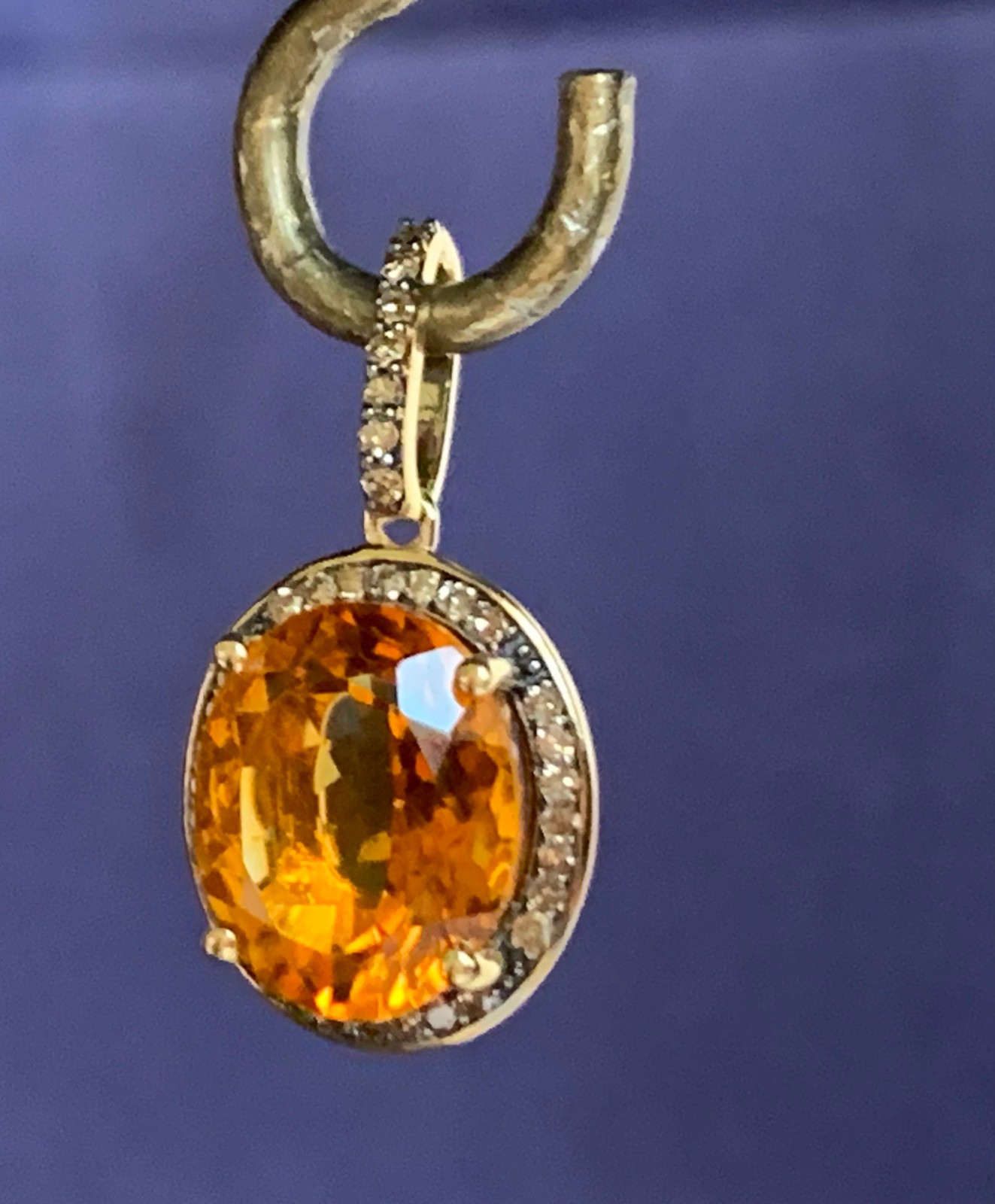 10K Yellow Gold Pendant 2.33g Fine Jewelry Citrine Color & Clear Charm *READ*