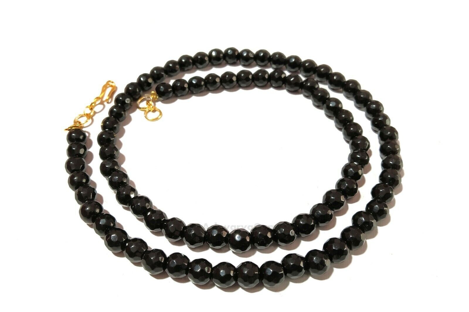 Black Chalcedony Round Ball Faceted 5.5-6mm Gemstone Beads 18″Inch 1 Necklace