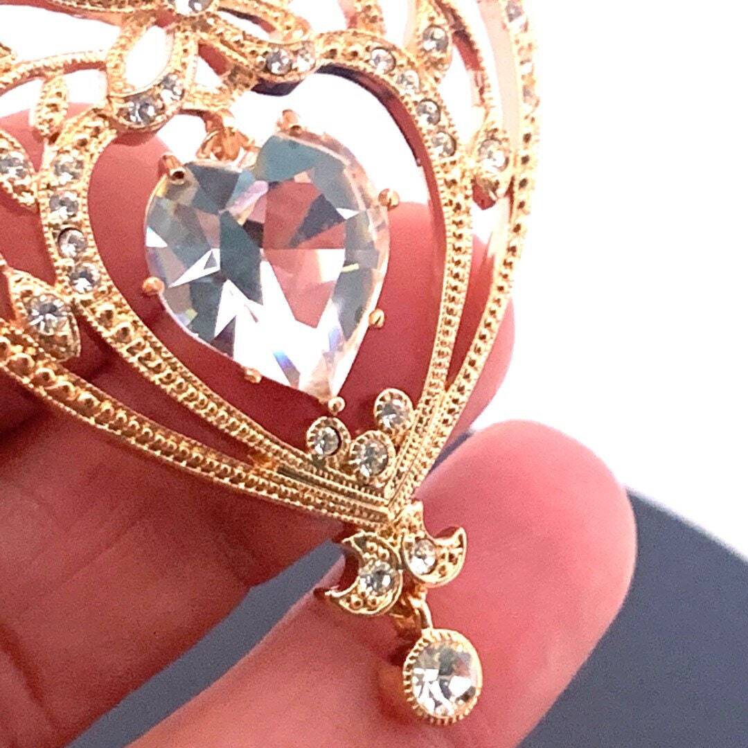 April Birthstone Gold Plated Necklace Set With A Heart Shaped Diamond Crystal