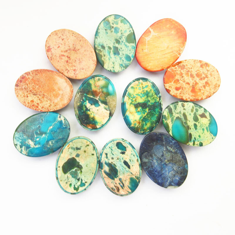 12Pcs 25x18x7mm Multicolor Sediment Jasper Oval Cab Cabochon L0119497