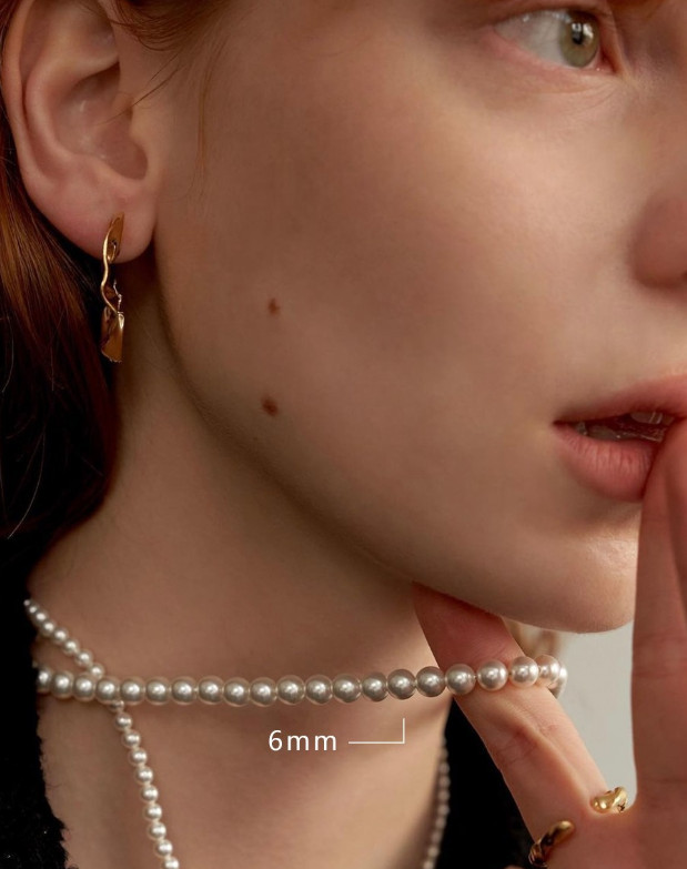 Bridal White Sea Shell Pearl Round Beads 18″ Choker Necklace Lobster Clasp S11