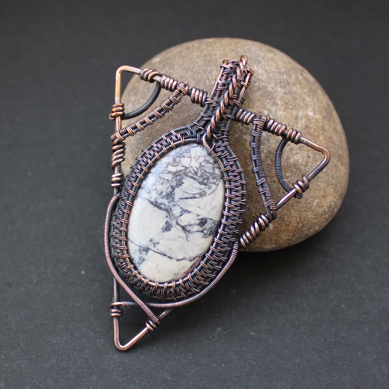 Jasper Handmade Pendant Copper Wire Wrapped Pendant Wire Wrapped Jewelry