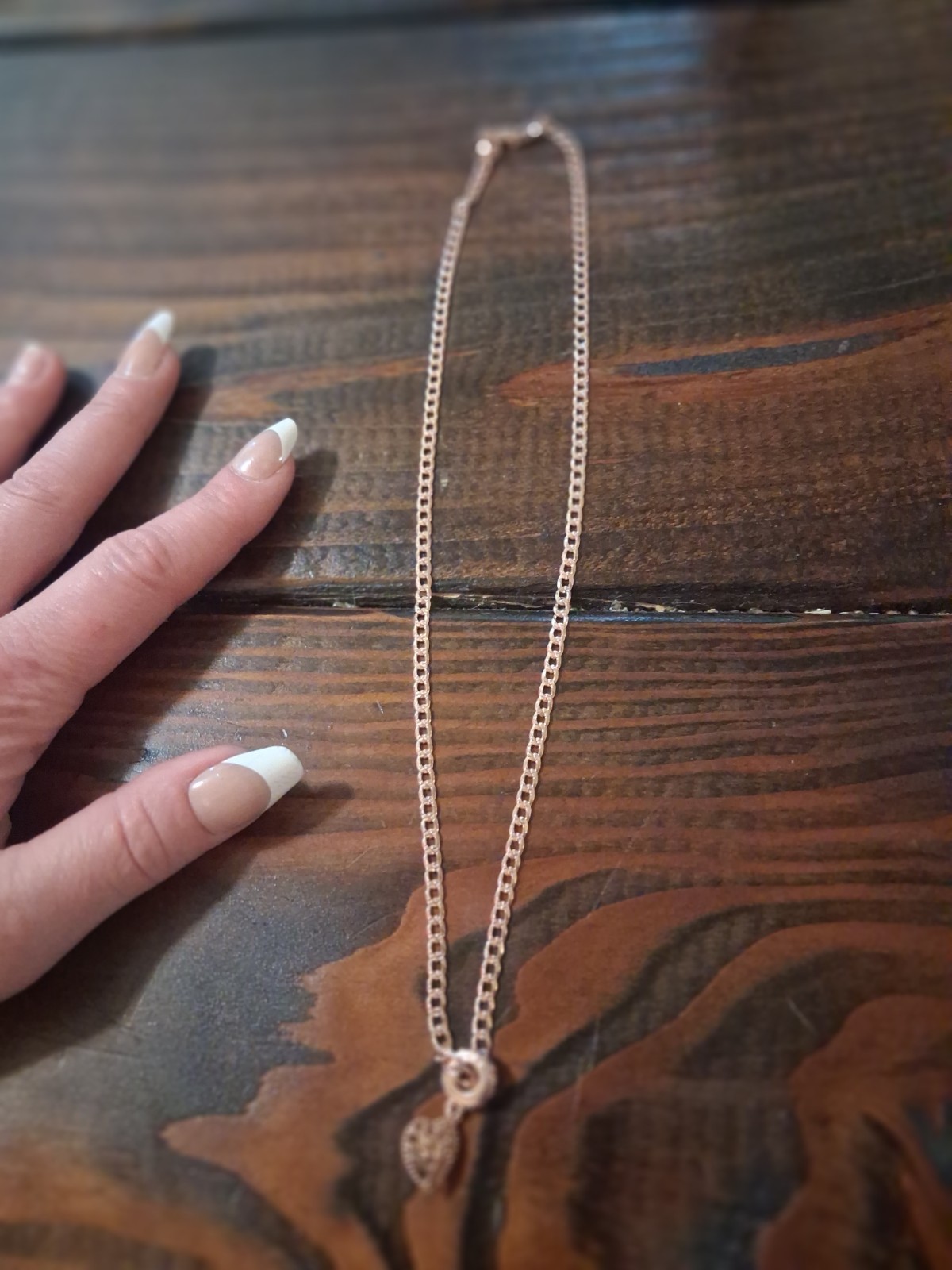 Rose gold plated 925 silver necklace chain and a filigree heart pendant