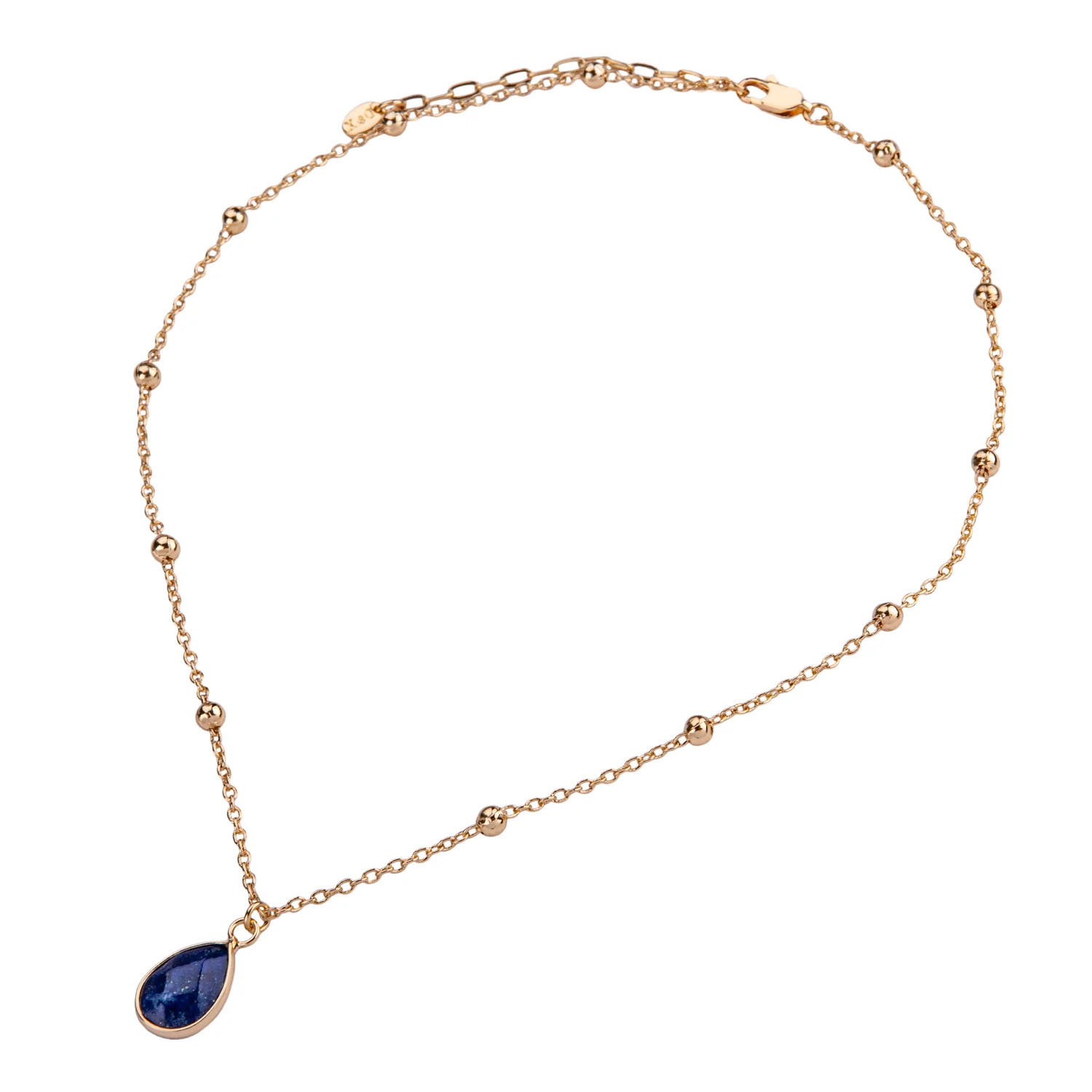 Semi-Precious Lapis Lazuli Stone Crystal Teardrop-Shape Venus Necklace