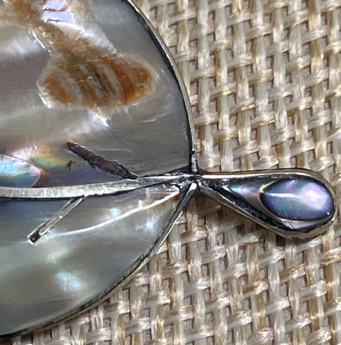 African Glass Bead Necklace with Vintage Silver and Seashell Pendant