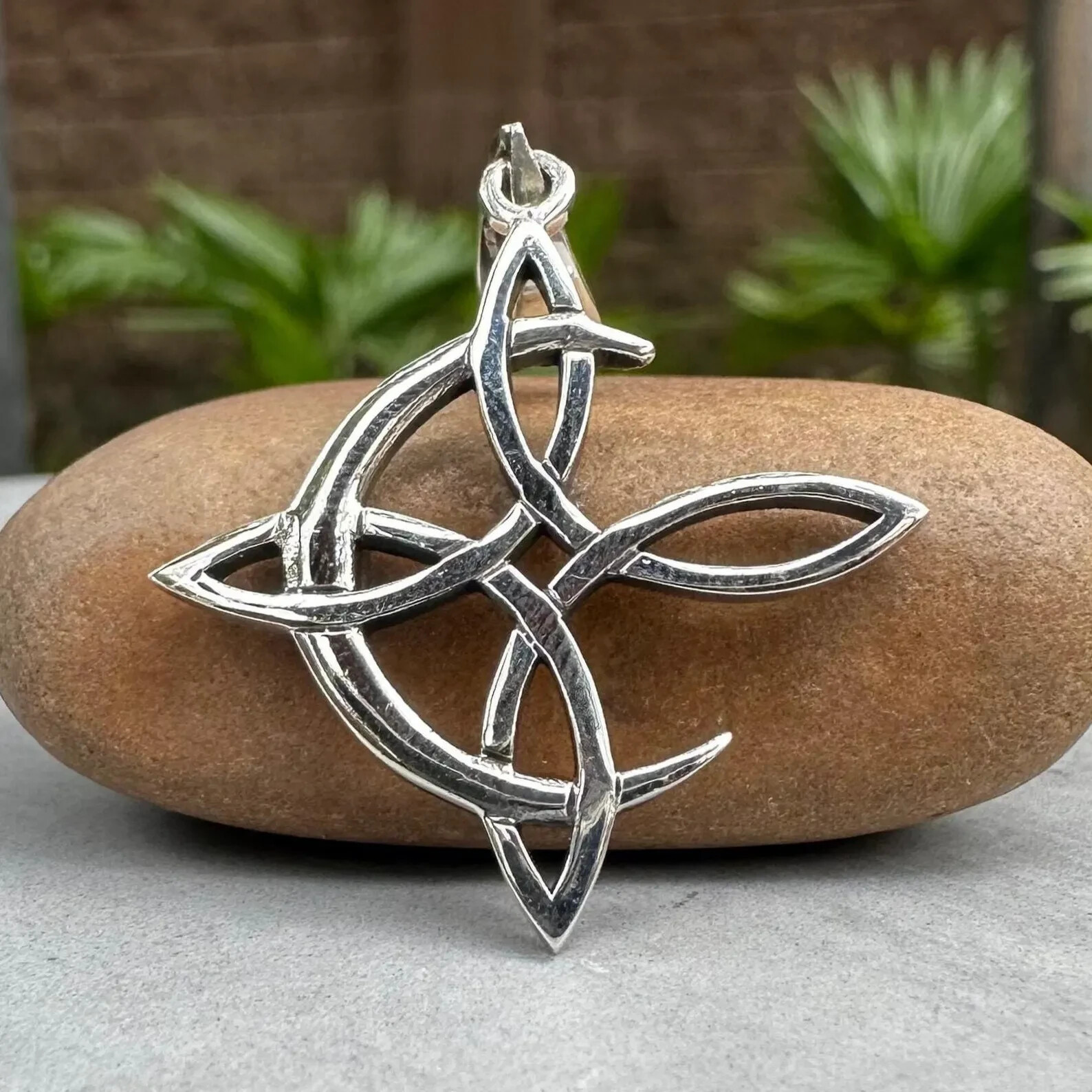 Handcrafted 925 Sterling Silver Witch’s Knot Magic Crescent Moon Wiccan Pendant