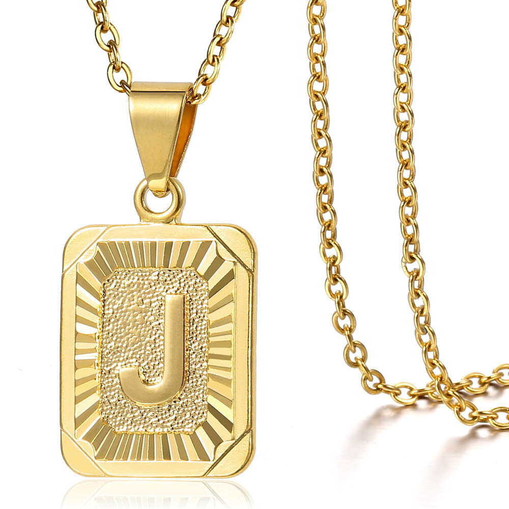 Womens Mens Gold Filled A-Z Pendant Necklace Choker Stainless Steel Multi Chains