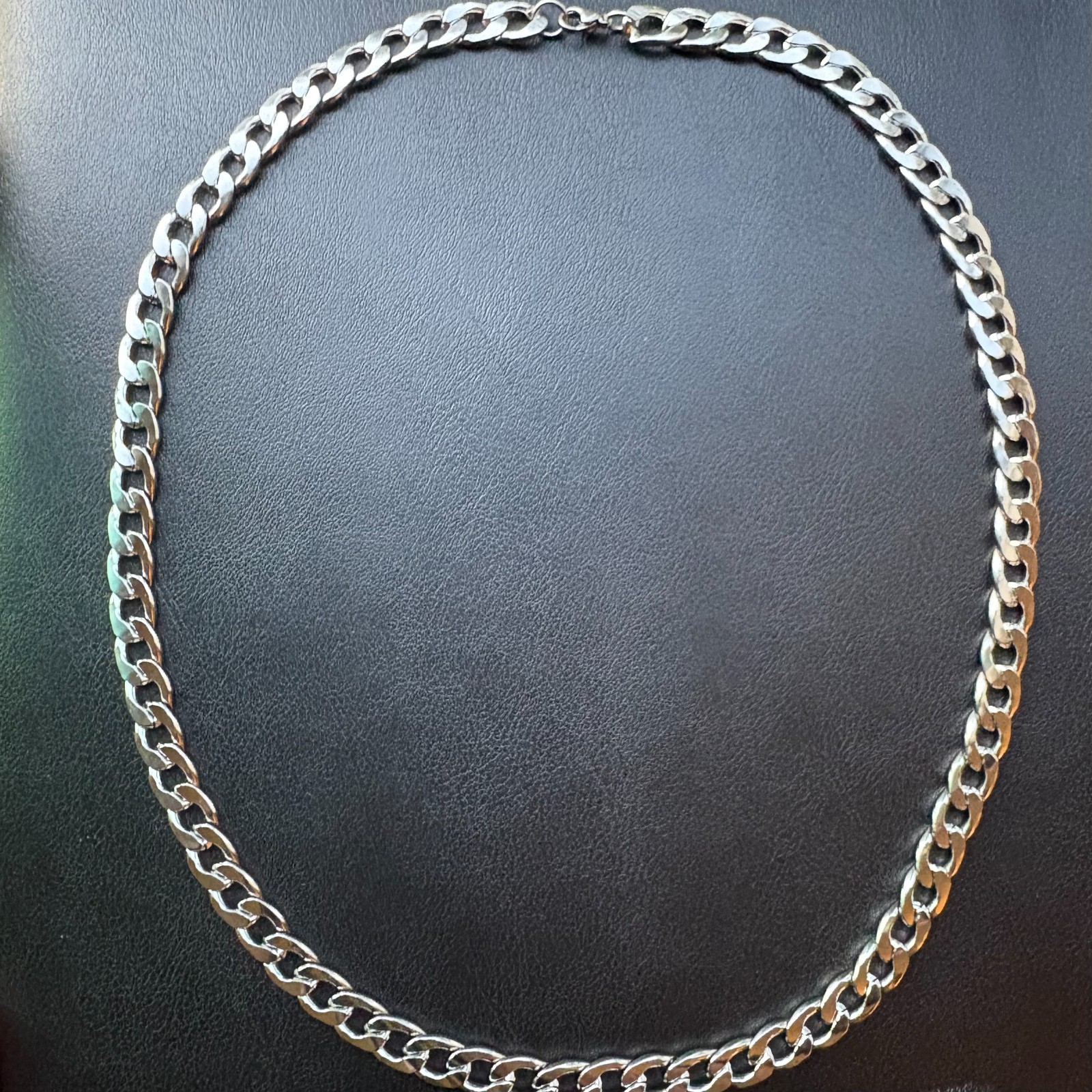 19″ 8mm Cuban Link Chain Necklace Silver Stainless Steel Heavy Curb Men Women