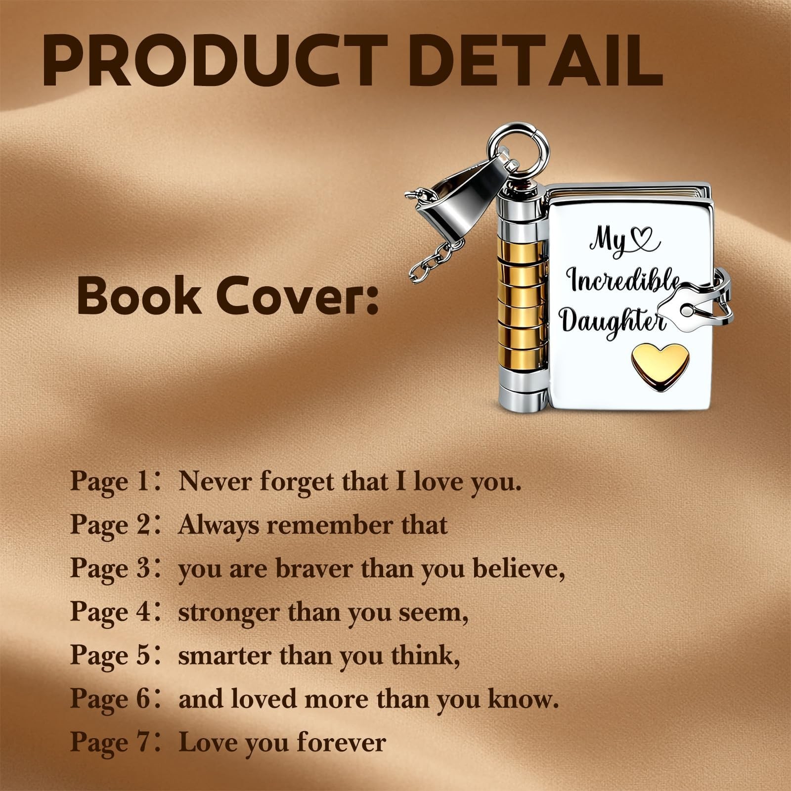 My Incredible Daughter Book Necklace Gifts for Daughter from Mom Dad Engraved…