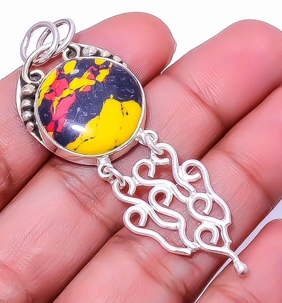 Mosaic Balloon Jasper 925 Sterling Silver Pendant 2.34″ A370