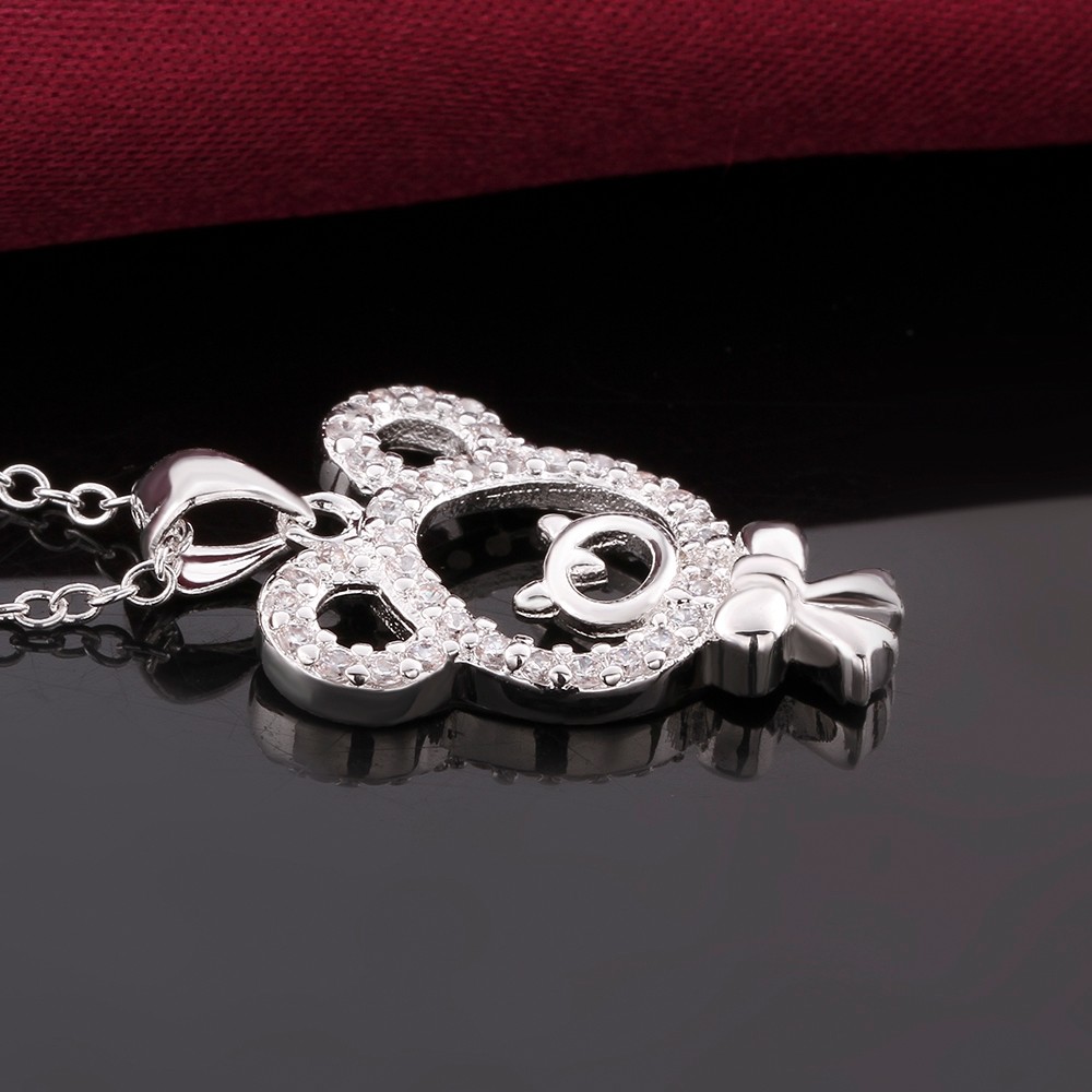 925 Sterling Silver Filled SF Micky Mouse CZ Pendant Necklace N-A670 Gift