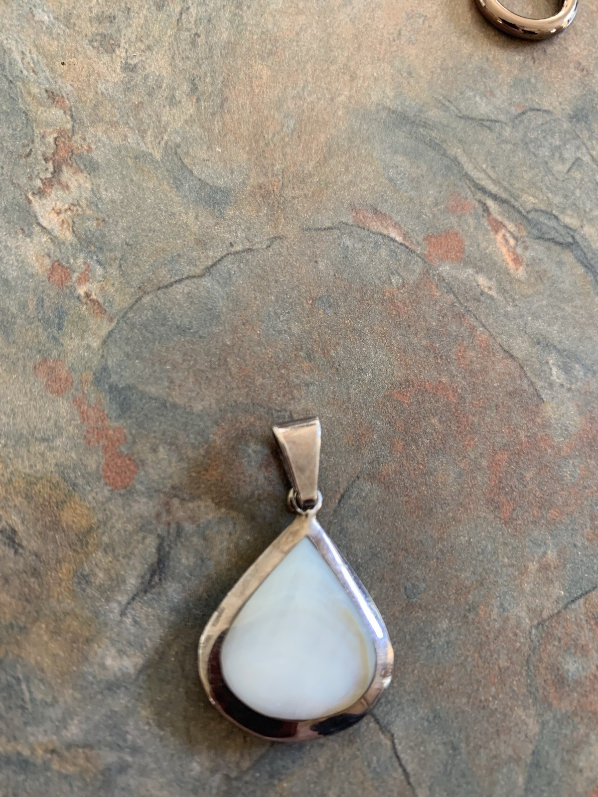 Silver tone reversible Teardrop Bezel-Set Pendant