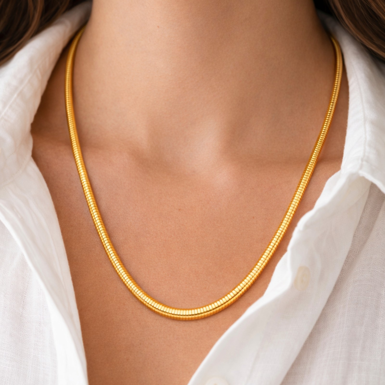 Real 1/200 14K Yellow Gold Overlay Snake Herringbone Chain Necklace Mens Womens
