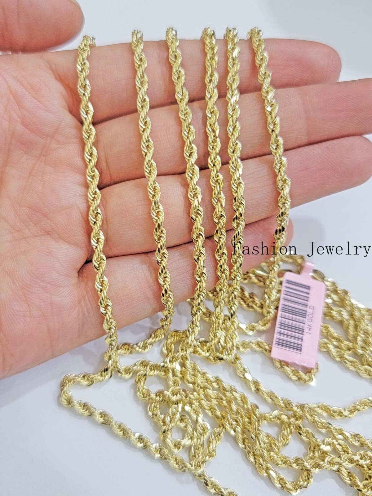 Real 14k Yellow Gold Rope chain necklace 2.5mm 3mm 4mm 5mm 18-26 Inch Men women.