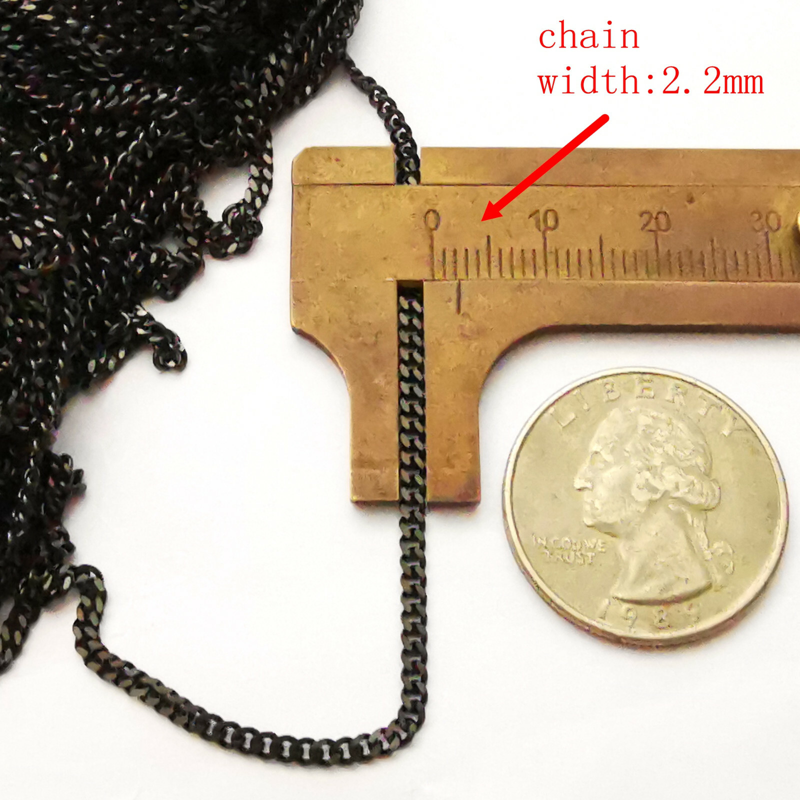 Delicate black stainless steel 2.2mm link Strong welded chainIn bulk 3m 5m 10m