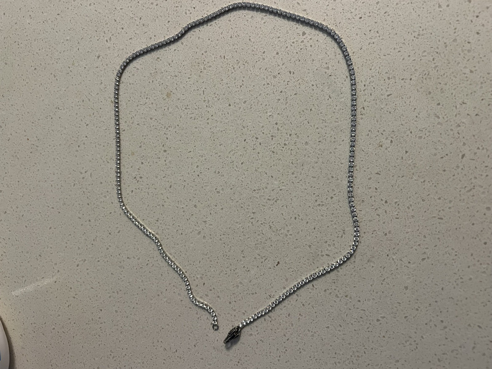 GLD Micro Tennis Necklace 18″ White Gold Metal Tennis Chain