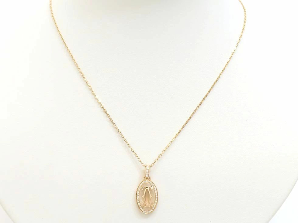 CARTIER B7219300 K18PG Diamond (no CT stamp) Logo Double C de CARTIER Necklace