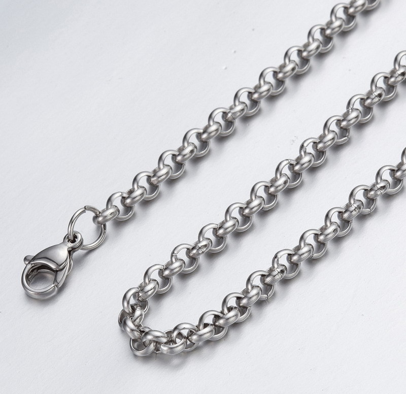5pcs 3mm/4mm Stainless Steel Rolo Chain Necklace for Women Men Jewelry Pendant