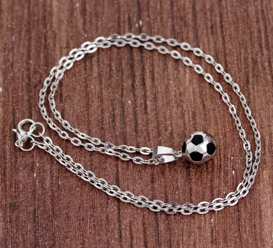 FOOTBALL Necklace Chain Pendant Gold/Silver Sports Soccer Fan Kids Adults 476