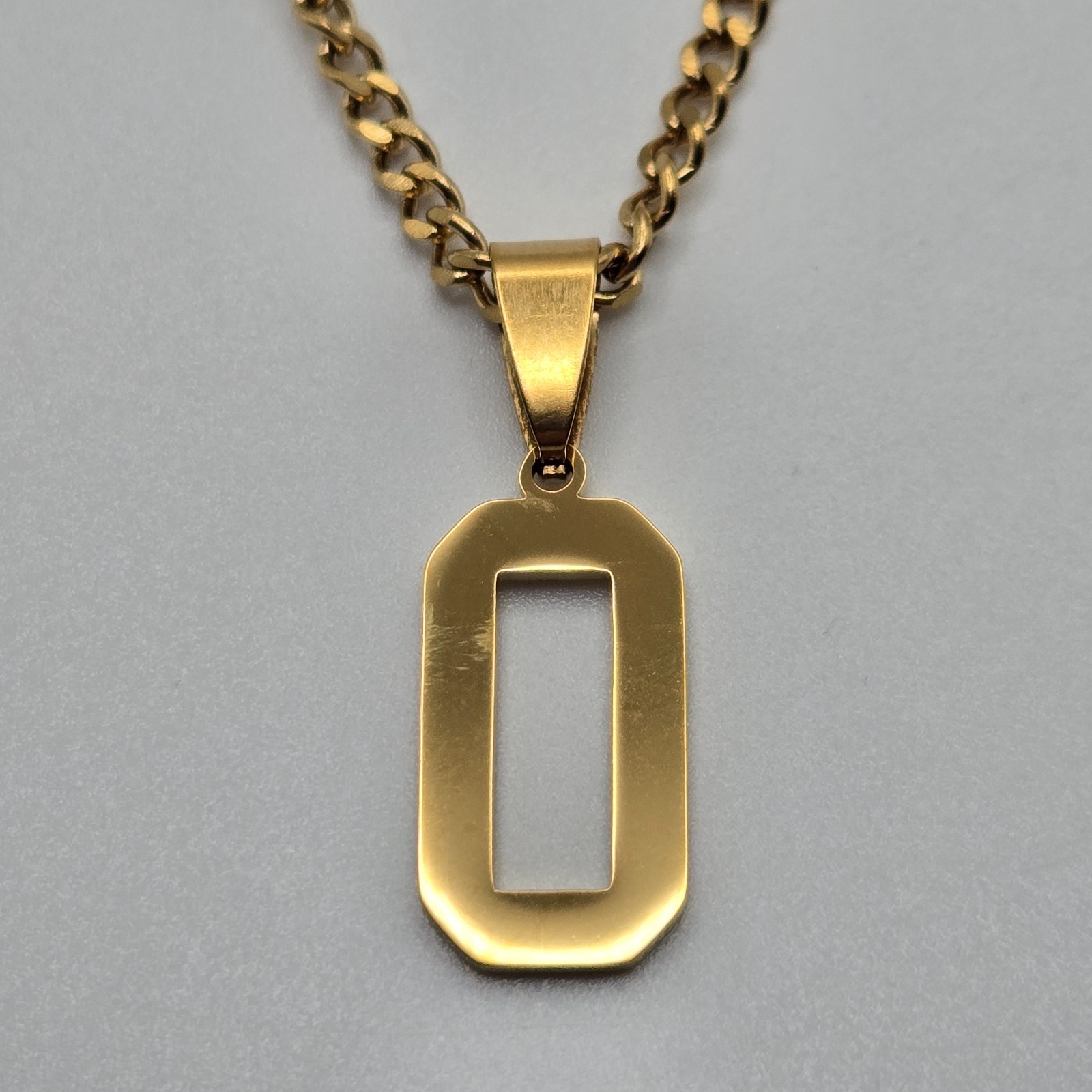 #0-#25 SPORTS NUMBER (GOLD PVD) Pendant Charm / 18″-24″ STAINLESS CHAIN NECKLACE