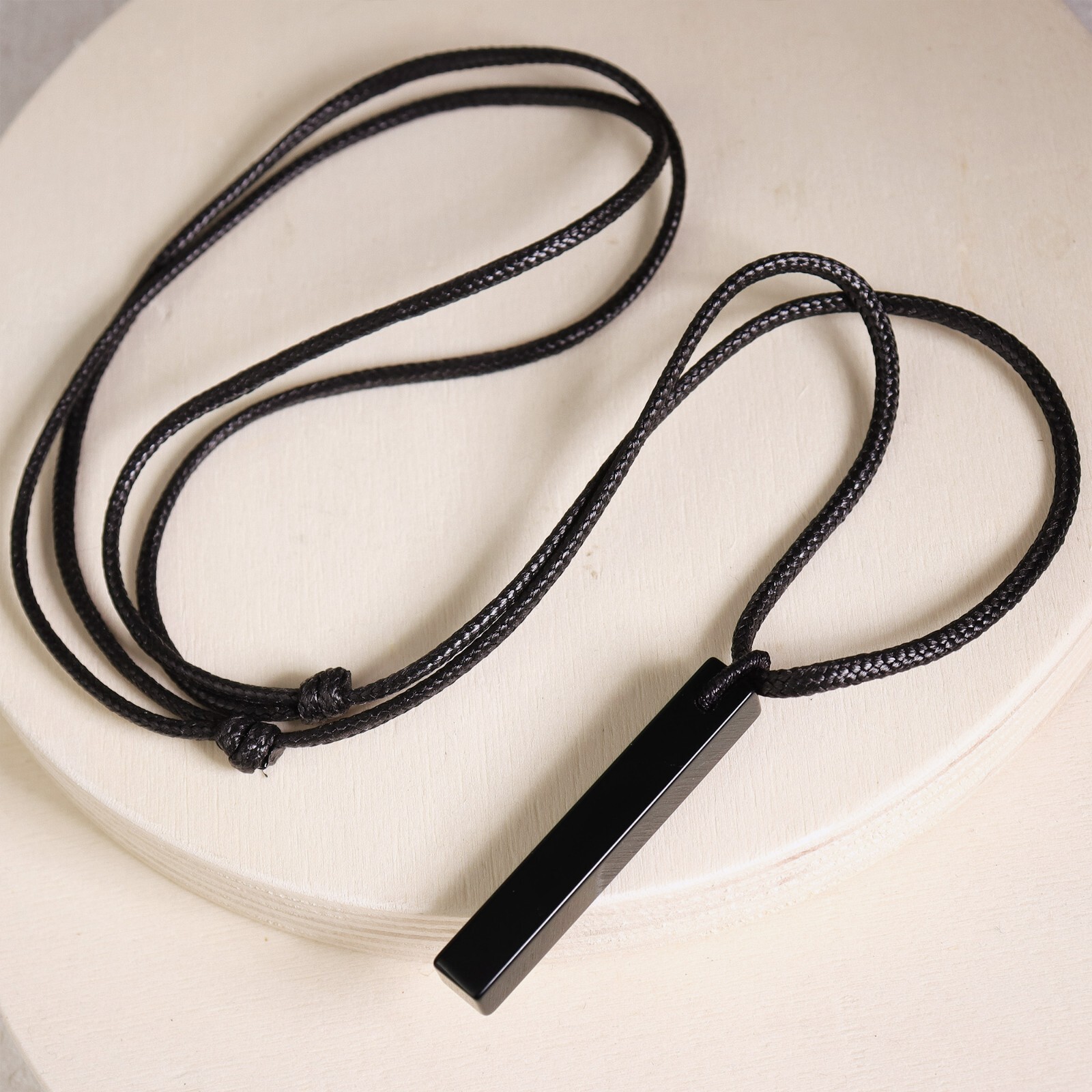 Black Tourmaline Vertical Y shaped Pendant Necklace Healing Amulet Men Necklace