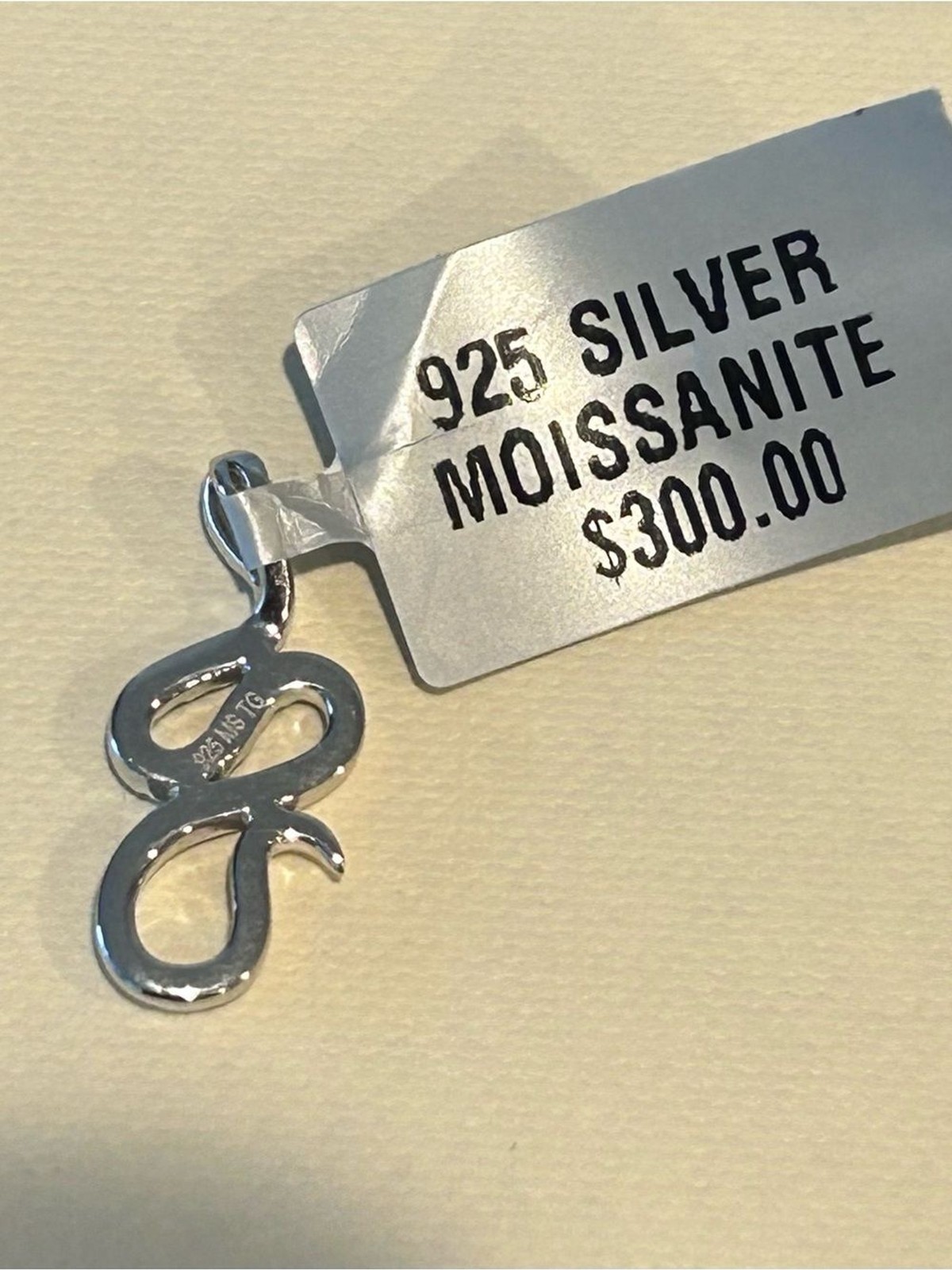 Sterling Silver Snake Pendant with Moissanite