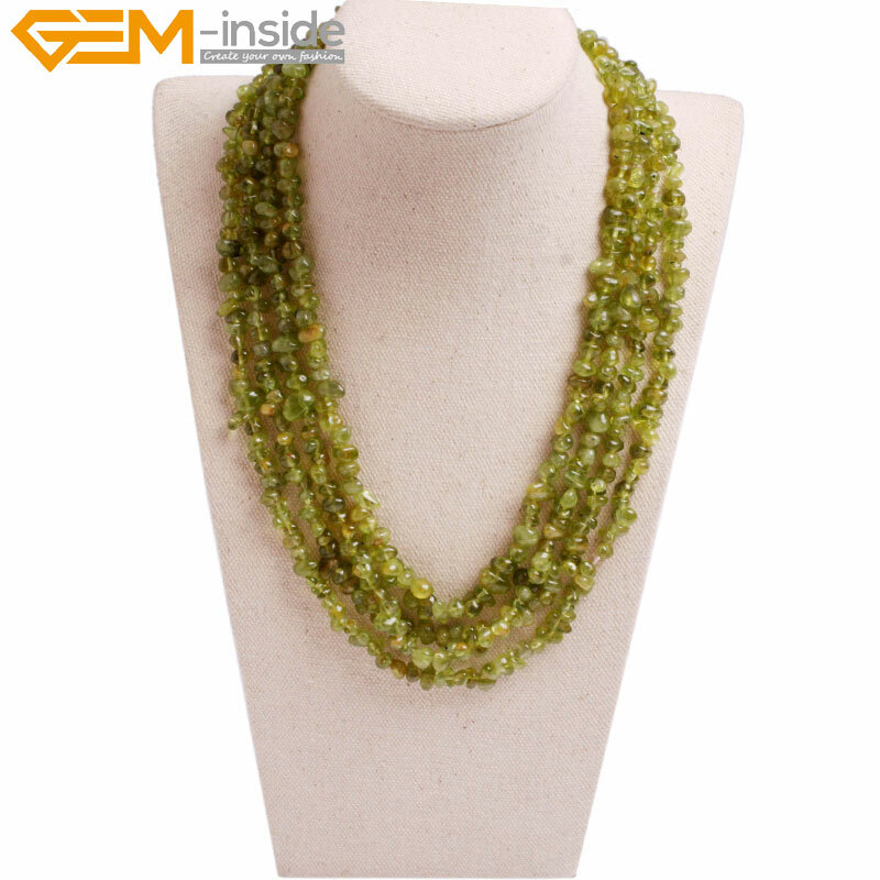 Assorted Gemstone Multi-Strand Chips Quartz Cluster Necklace 17-20″ Women Gift