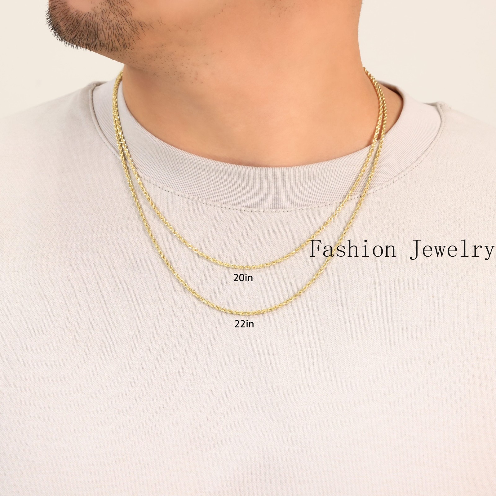 18K Yellow Gold Solid 2mm-6mm Rope Diamond Cut Chain Italian Necklace 16″- 30″