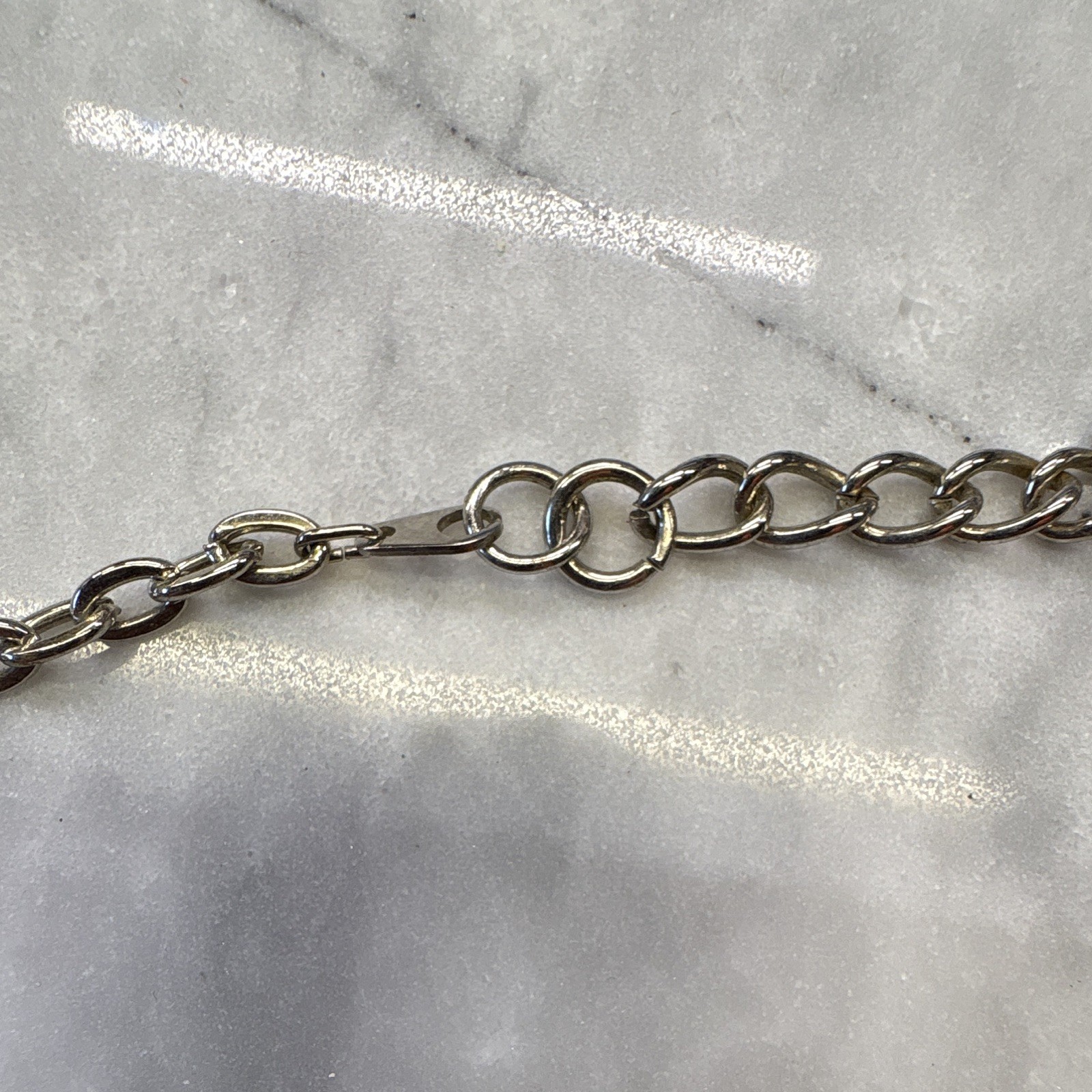 Silver Tone Cable Chain Charm Necklace Green Clover & Leprechaun, Spring Ring