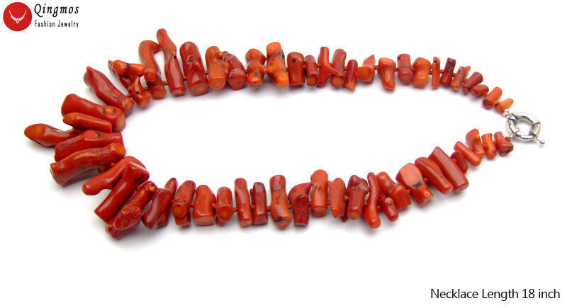 30-50mm Branch Natural Genuine Red Coral Necklace For Women Jewelry Chokers 18″