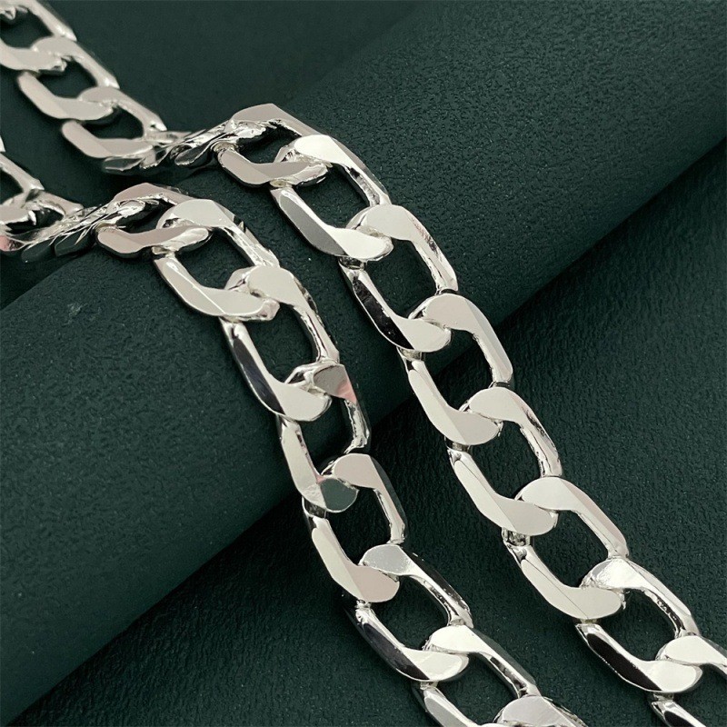 925 Silver Plated Water Wave Jewelry Chain Necklace 3mm 4mm Unisex 16-22″ US