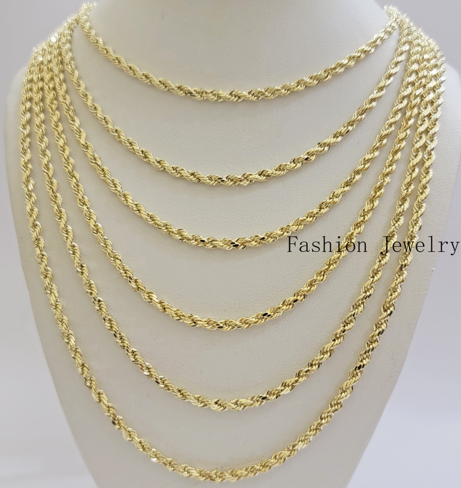 Real 14k Yellow Gold Rope chain necklace 2.5mm 3mm 4mm 5mm 18-26 Inch Men women.