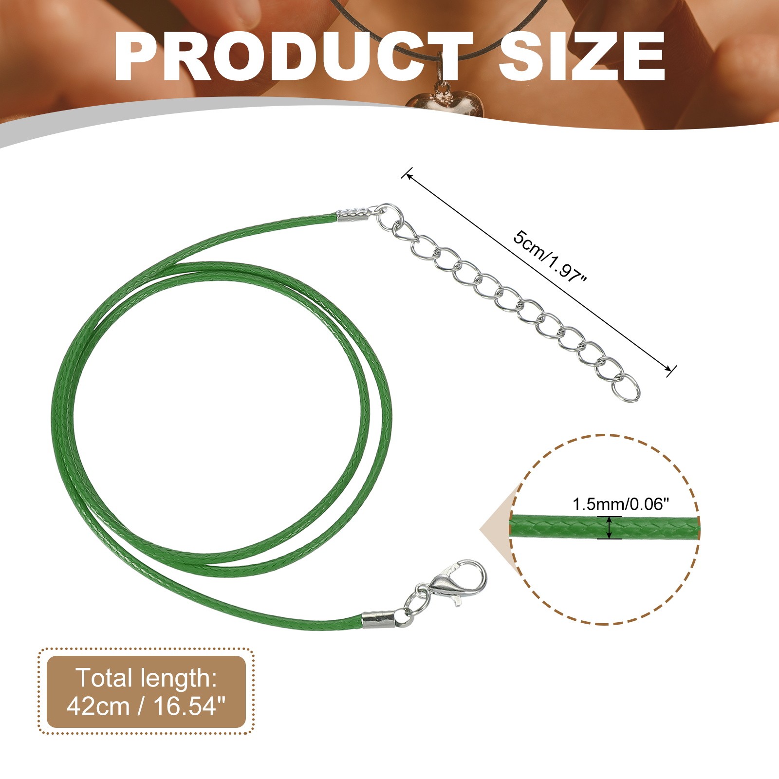 20 Pcs 16″x0.06″ Necklace Cord Waxed Leather Necklace String Rope Dark Green
