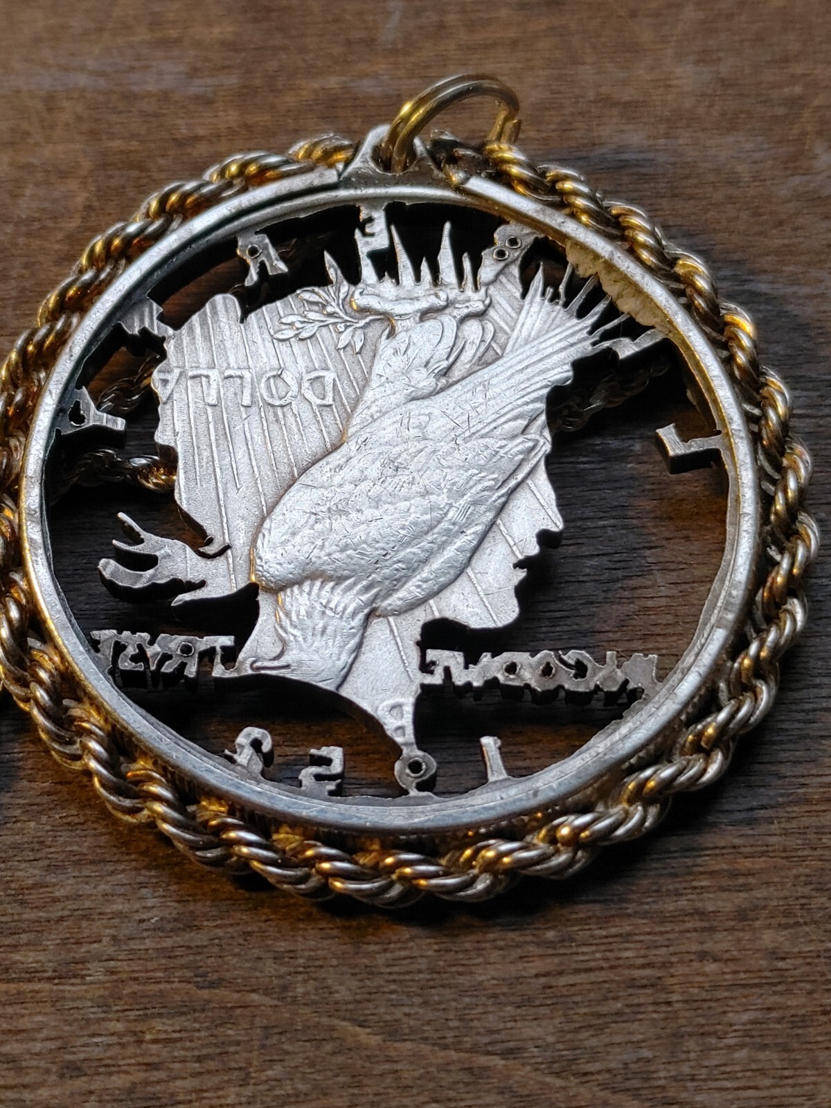 Gem lovely 1952 Mint Peace Liberty SILVER DOLLAR Pendant 24″ 925 Sterling Chain