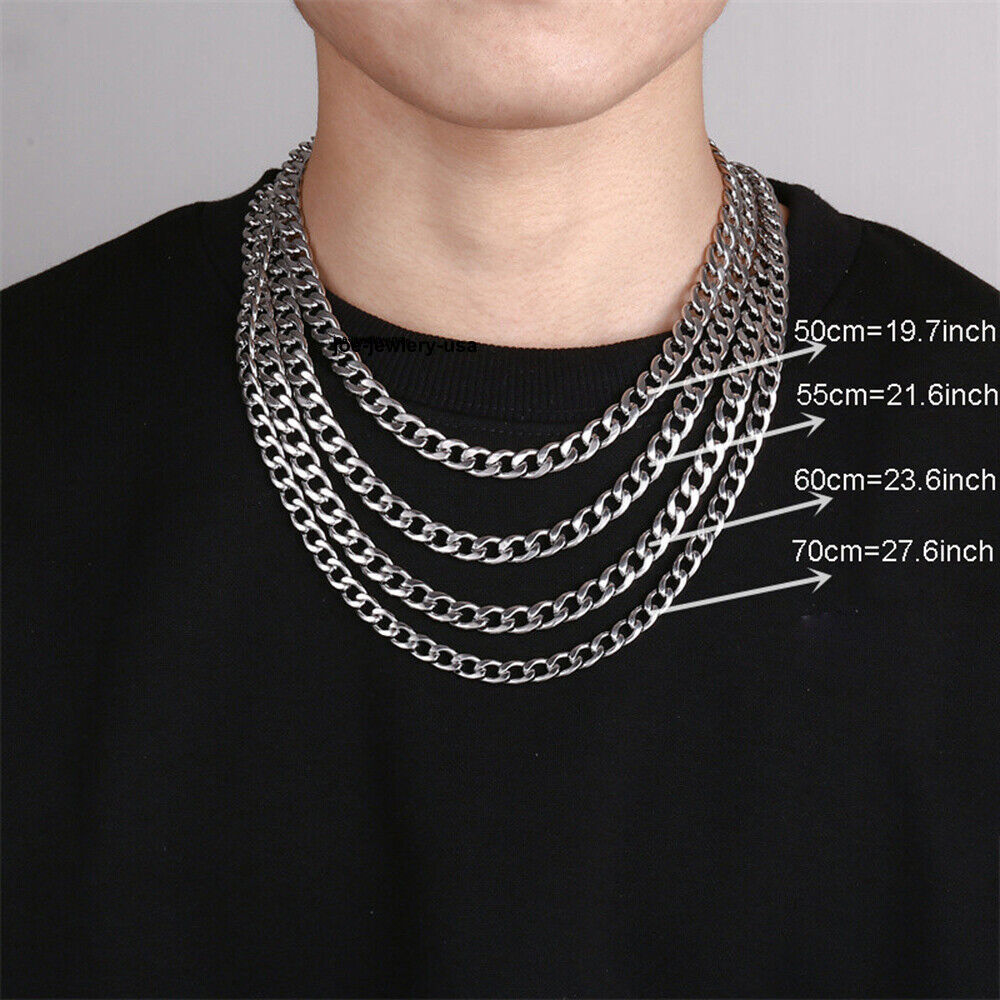 Real 925 Sterling Silver 6mm Thick Rolo Link Chain Necklace S925 19.7″-29.5″
