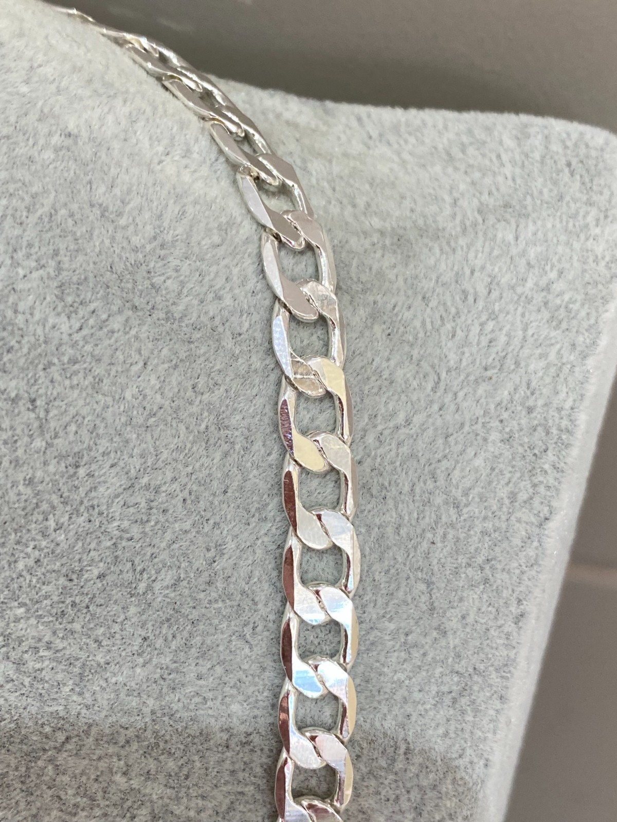 Mens Silver Plated Flat Curb Link Chain Necklace 22″ (55cm) 8mm Thick