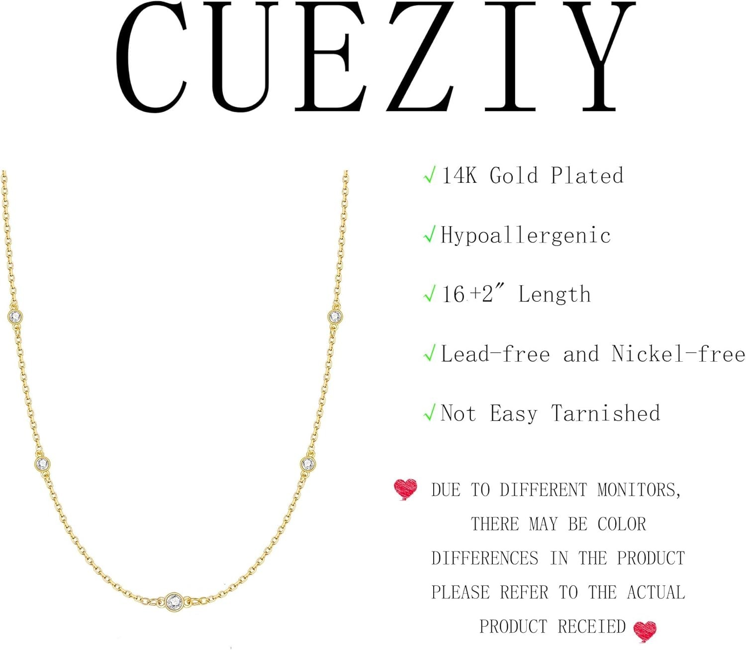 Christmas Stocking Stuffer Dainty Necklace for Women CZ Choker Gift Jewelry