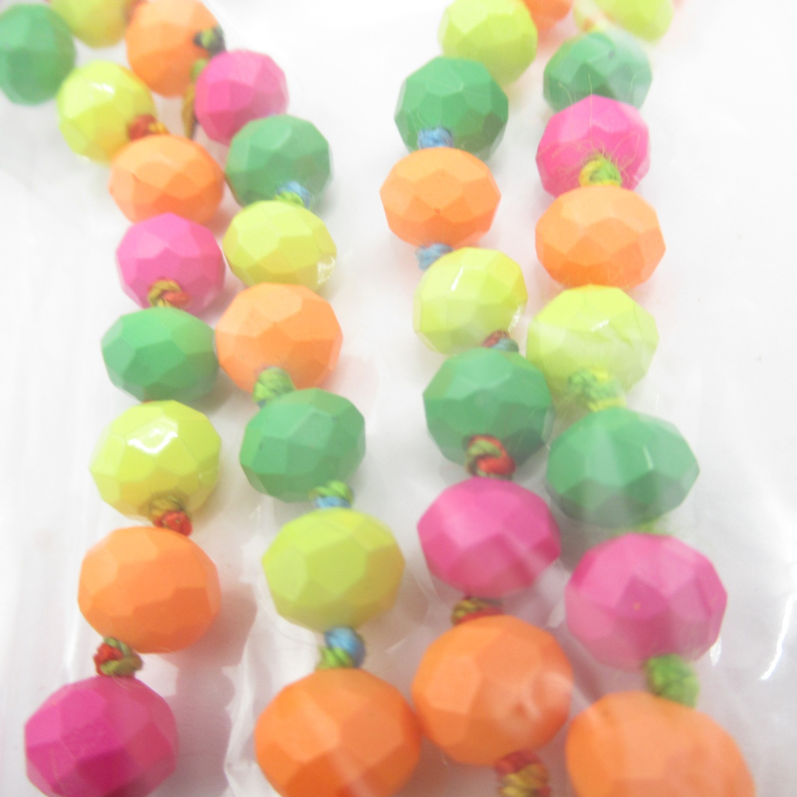 58″ Long Colorful Glass Beaded Necklace Hand-Knotted NOS Modern Adult Only