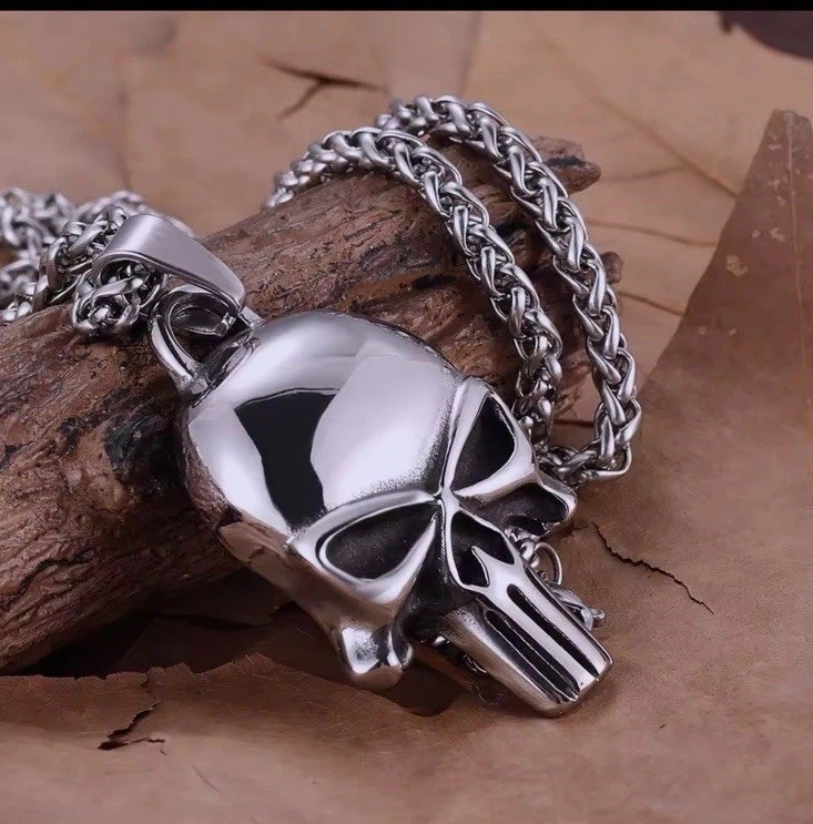 Men’s stainless steel mask necklace, skull pendant, 60cm