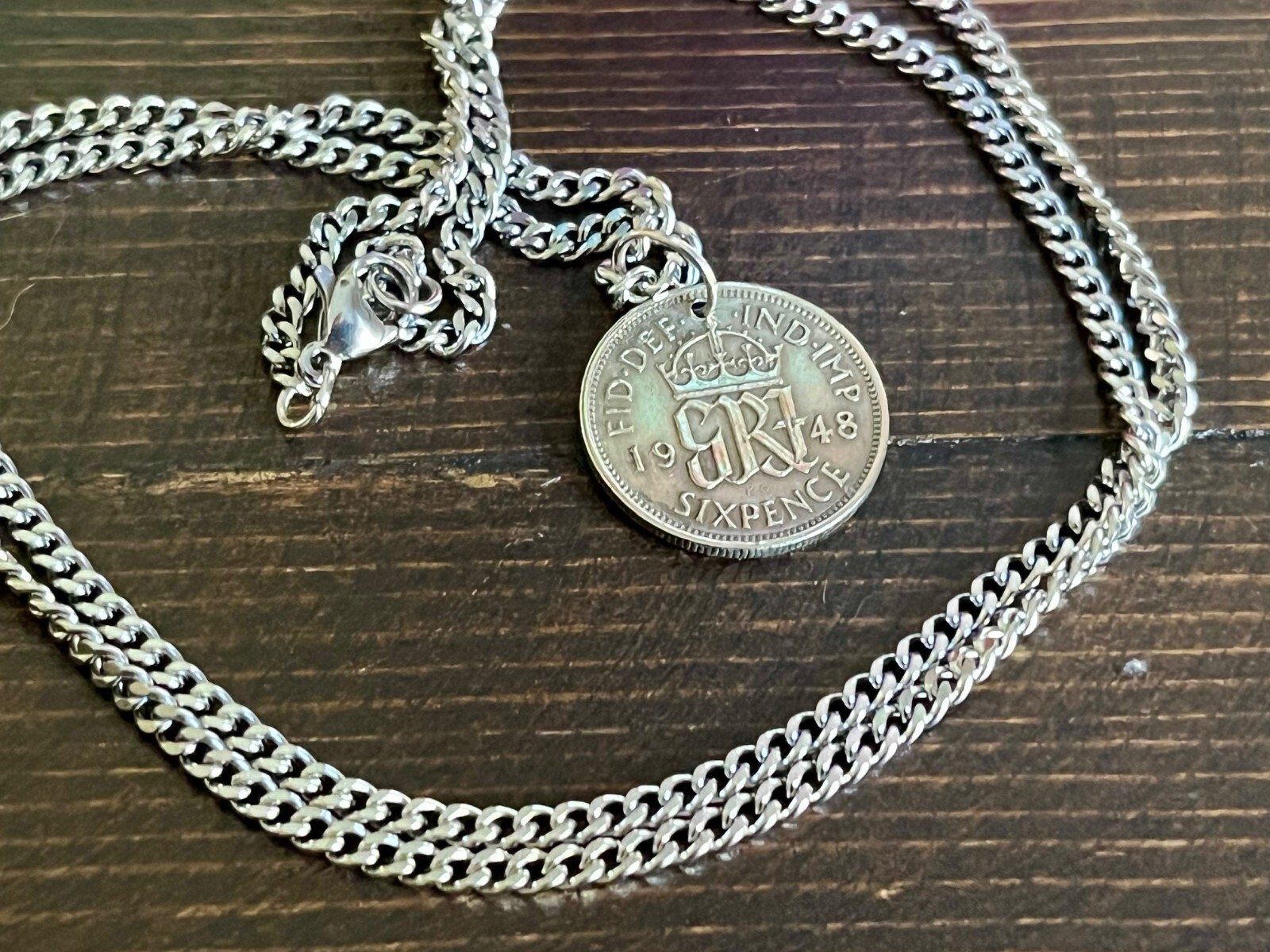 UK 6 Pence Coin Necklace Pendant Sixpence Handmade Jewelry British Currency