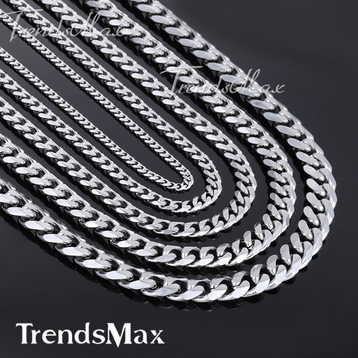 16/18/20/22/24″ Womens MENS Chain Silver Stainless Steel Curb Link Necklace