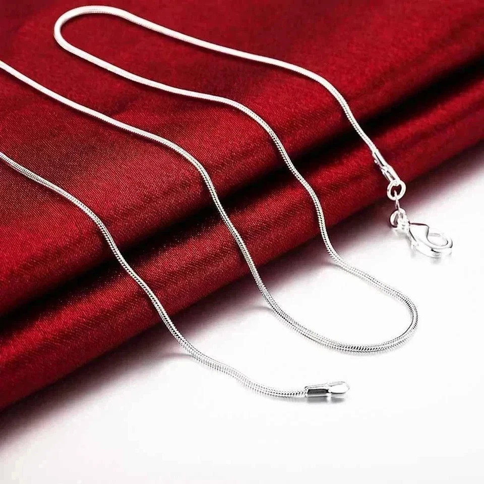 10PCS Wholesale 925 Sterling Solid Silver 1MM 16-30Inch Snake Chain Necklace