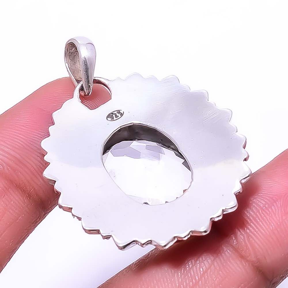 White Topaz Fine Art 925 Sterling Silver Jewelry Pendant 1.76″ P_9395_205_91