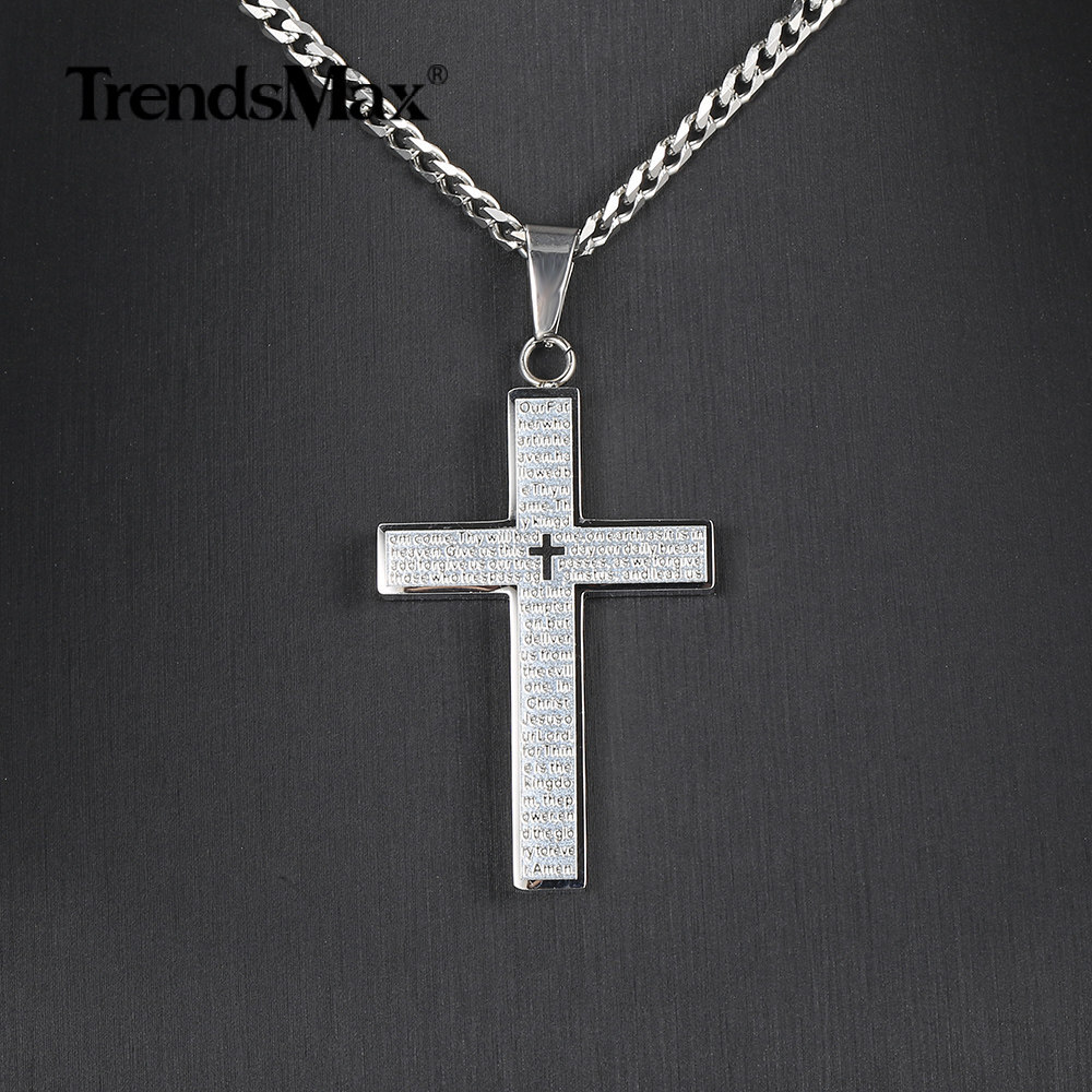 For Men Women Stainless Steel Jesus Christ Cross Pendant Necklace 16-30″ Chain