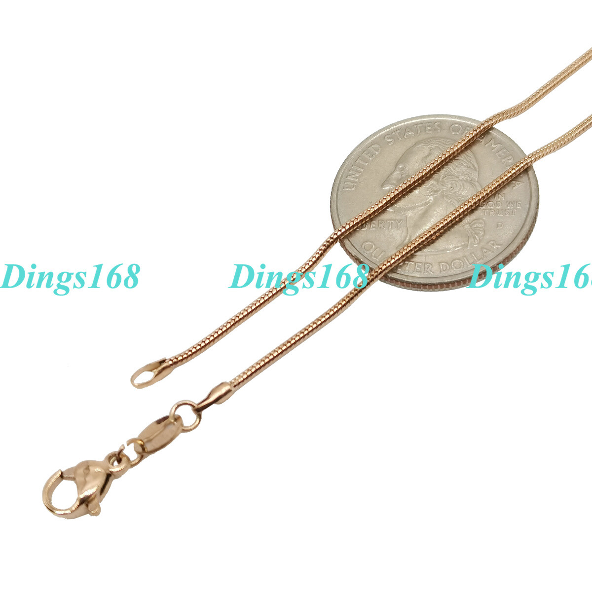 18K Rose Gold Filled Thin Italian Snake Chain Necklace 16/18/20″/22″/24inch K126