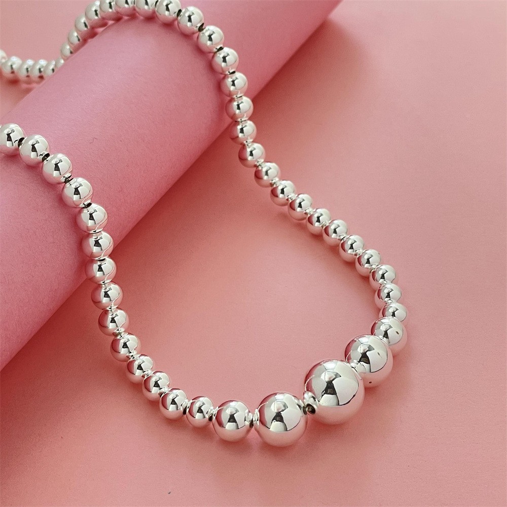 20″ Women’s 925 Sterling Silver Hollow Beads Balls Chain Necklace